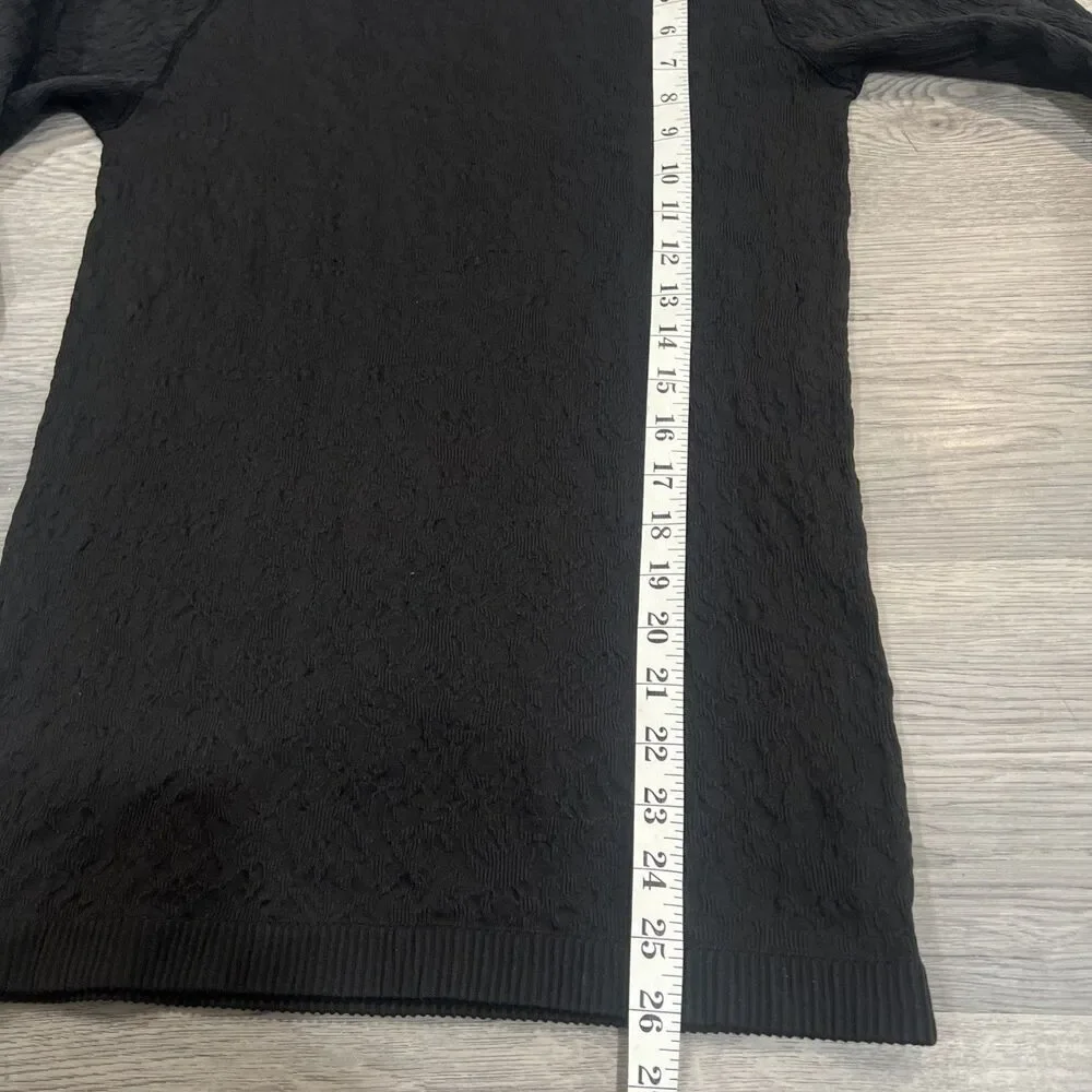 Lululemon Rest Less Pullover Crew Neck Black Textured Long Sleeve Top Size 8-10